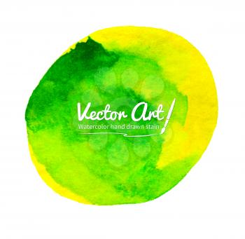 Hand drawn watercolor vector yellow-green circle.