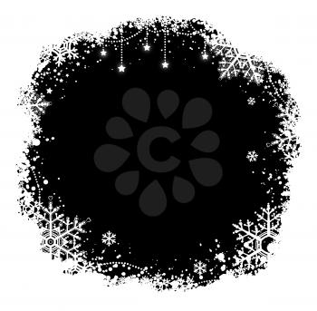 Black and white Christmas frame with snowflakes.