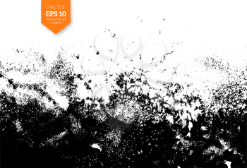 Vector black and white hand drawn grunge gradient texture with paint smudges for design overlays.