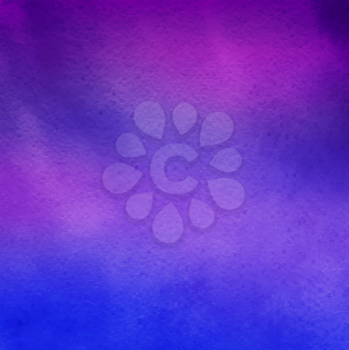 Watercolor vector background with paint smudges in neon purple and blue colors.