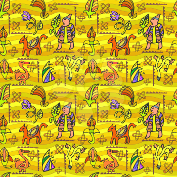 Vector graphic, artistic, stylized image of ethnic decorative seamless pattern