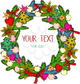 Vector graphic, artistic, stylized image of Christmas Wreath
