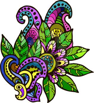 Vector graphic, artistic, stylized image of decorative floral element Doodle