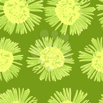 Vector graphic, artistic, stylized image of seamless pattern watercolor flower chamomile 
