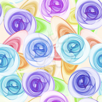 Vector graphic, artistic, Decorative seamless pattern with stylized flowers watercolor