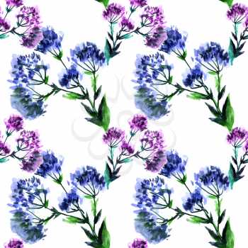 Vector graphic, artistic, romantic image of seamless pattern watercolor bouquet Flowers on a white background. Can be used for design pattern fabric, wallpaper, wrapping paper