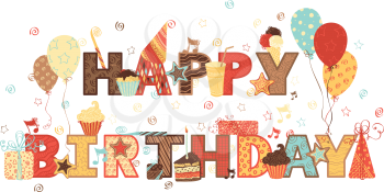 Ornate text and birthday elements for your design.