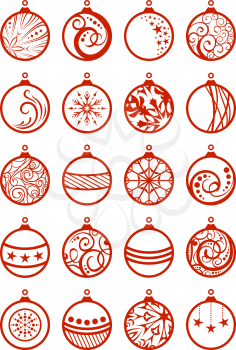 Various Christmas decorations isolated on white background for your Christmas design.
