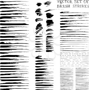 Set of various black strokes isolated on white background.