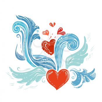 Valentine's design. Hand-drawn heart isolated on white background.