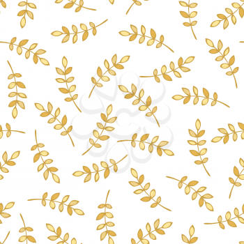 Yellow rowan leaves on white background. Fall boundless background. Tileable elements.