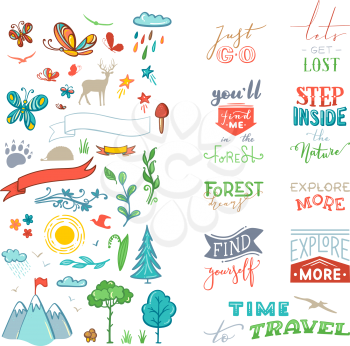Brush lettering design and doodle illustrations for poster, mug, bag, card or t-shirt design.