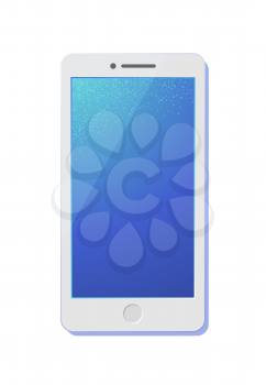 Modern smartphone front view vector illustration. Digital communication device, gadget for phone calls, sending messages, texting, chatting. Mobile phone display, touchscreen mockup with home button