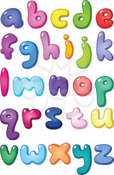 3d bubble shaped lower case alphabet set