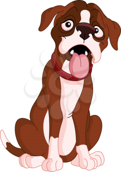 Vector illustration of a sitting boxer dog