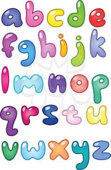 Colorful bubble-shaped small letters set