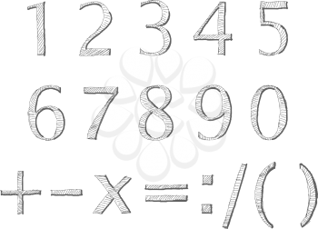 Vector hand written numbers