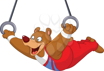 Male gymnast bear with rings