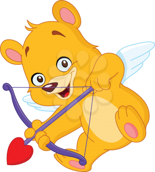 Cupid teddy bear ready to shoot his arrow