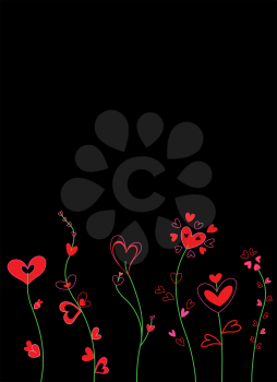 Elegant heart flowers card