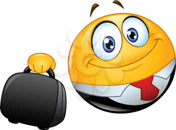 Business emoticon holding a briefcase