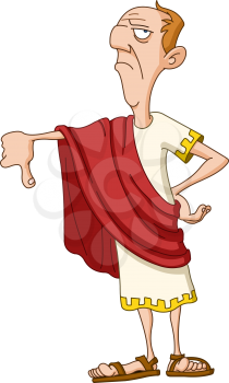 Roman emperor showing thumb down