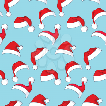 Cartoon Santa Claus hats seamless pattern