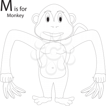 Royalty Free Clipart Image of a monkey making the letter 'M'