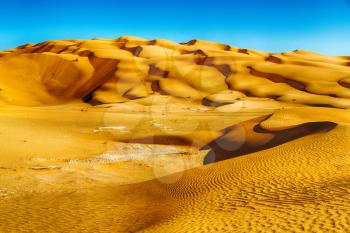 the empty quarter  and outdoor  sand  dune in oman old desert rub al khali 