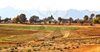 blur  in lesotho malealea street village near  mountain and coultivation field