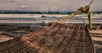 in  philippines  view from an hammock near ocean beach and sky concept of relax
