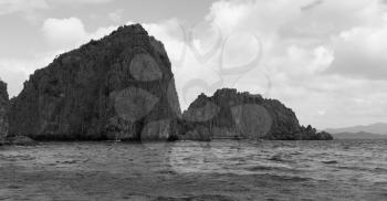 blur  in  philippines   a view from  boat  and the pacific ocean  islands  background