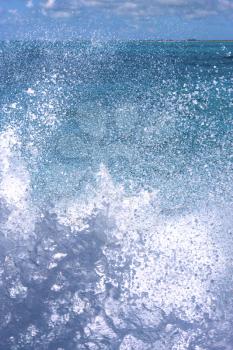 ground in mexico froath and blue  foam  the sea drop sunny day  wave