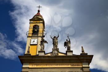  in cairate varese italy   the old wall terrace church watch bell clock tower  
