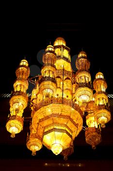 glass  chandelier in oman muscat old mosque and the antique 