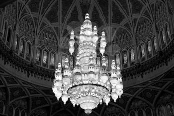 glass  chandelier in oman muscat old mosque and the antique 