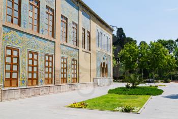 in iran antique palace golestan gate  and garden old eritage and historical place