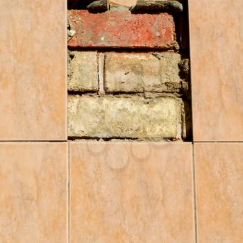   near   house and block building abstract background in oman the old   wall