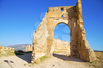 morocco arch in africa old construction     the blue sky