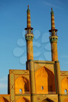 in iran the old mosque and traditional wall tile incision near minaret