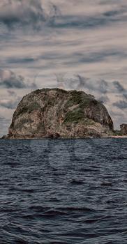 blur  in  philippines   a view from  boat  and the pacific ocean  mountain background