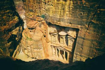 from high  the antique site of petra in jordan the beautiful wonder of the world
