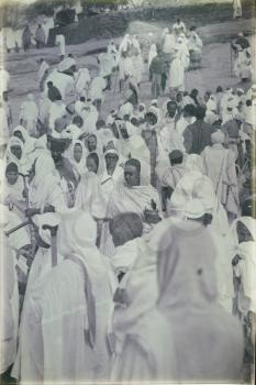 ETHIOPIA,LALIBELA-CIRCA  JANUARY 2018--unidentified people in crowd of  the genna celebration
