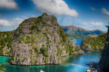in  philippines  view from a cliff of the brautiful paradise bay and tropical lagoon