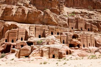 tomb in the antique site of petra in jordan the beautiful wonder of the world
