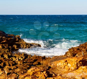  relax near sky in oman coastline sea ocean  gulf rock and beach