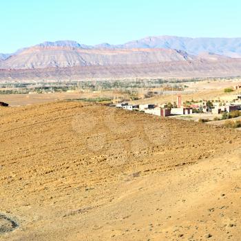 in   valley  morocco           africa the atlas dry  mountain   ground isolated hill 