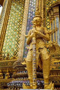 demon in the temple bangkok asia   thailand abstract cross colors step gold wat  palaces  warrior