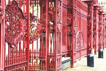 red    abstract metal in englan london railing steel and background
