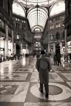the dome of the historical galleria umberto primo in the centre  naples italy